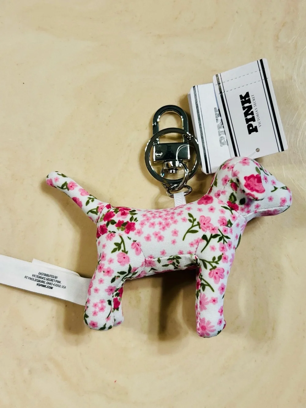 🐕🌸VICTORIA’S SECRET PINK Micro Dog Keychain Charm Pink Floral Coquette